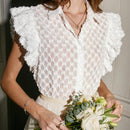 Prive Camisa De Dama Bordada Con Flores Y Dobladillo Con Volantes