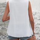 VCAY Blusa Sin Mangas De Encaje Con Cuello Redondo Y Detalle De Encaje Para Mujer