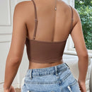 EZwear Top De Tirantes De Ajuste Estrecho De Costilla De Color Solido
