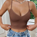 EZwear Top De Tirantes De Ajuste Estrecho De Costilla De Color Solido