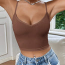 EZwear Top De Tirantes De Ajuste Estrecho De Costilla De Color Solido