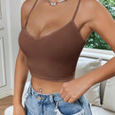 EZwear Top De Tirantes De Ajuste Estrecho De Costilla De Color Solido
