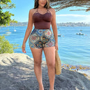 SXY Pantalones Cortos De Cintura Alta De Tela De Jacquard Para Vacaciones De Verano