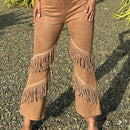 SXY Atuendos Para Conciertos Y Festivales Musiales, Pantalones Acampanados Con Flecos Sexys Para Mujeres