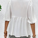 VCAY Blusa De Manga Corta Y Mangas De Burbuja Con Encaje Para Mujer
