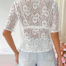 Essnce Blusa Solida De Encaje Transparente De Color Liso
