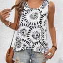 Blusa Sin Mangas De Cuello Redondo Y Estampado Para Mujer