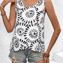 Blusa Sin Mangas De Cuello Redondo Y Estampado Para Mujer