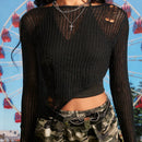 EZwear Sueter Casual Con Agujeros Y Dobladillo Irregular