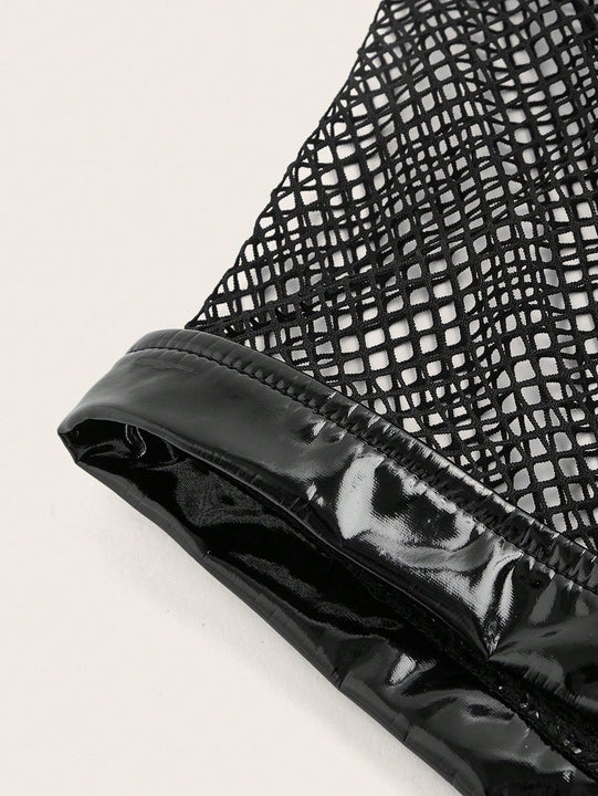 ICON Pantalones Cortos Ultra Cortos Con Parche De Rejilla Decorado Con Cadena De Cintura Baja