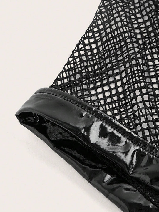 ICON Pantalones Cortos Ultra Cortos Con Parche De Rejilla Decorado Con Cadena De Cintura Baja