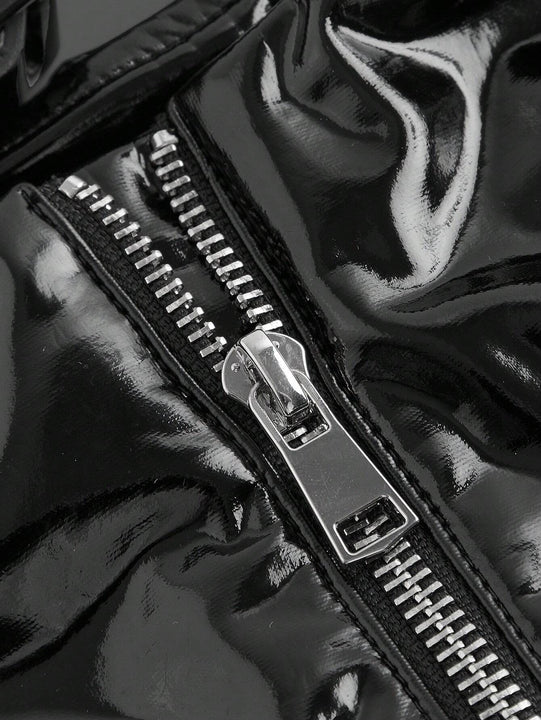 ICON Pantalones Cortos Ultra Cortos Con Parche De Rejilla Decorado Con Cadena De Cintura Baja