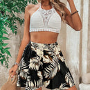 VCAY Pantalones Cortos Estampados Tropicales Con Cintura Elastica