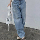Jeans De Cintura Alta Holgados Con Piernas Anchas Y Desgastados