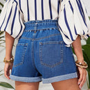 VCAY Pantalones Cortos De Mezclilla Para Mujeres Con Dobladillo Enrollado Y Cintura Alta Con Curva