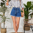 VCAY Pantalones Cortos De Mezclilla Para Mujeres Con Dobladillo Enrollado Y Cintura Alta Con Curva