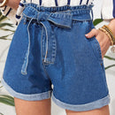 VCAY Pantalones Cortos De Mezclilla Para Mujeres Con Dobladillo Enrollado Y Cintura Alta Con Curva