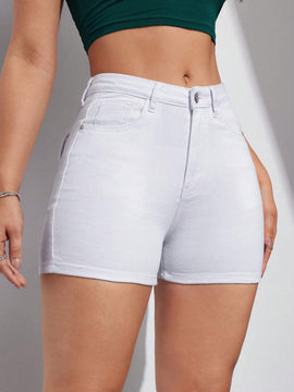 Shorts De Mezclilla Para Mujer Con Bolsillos