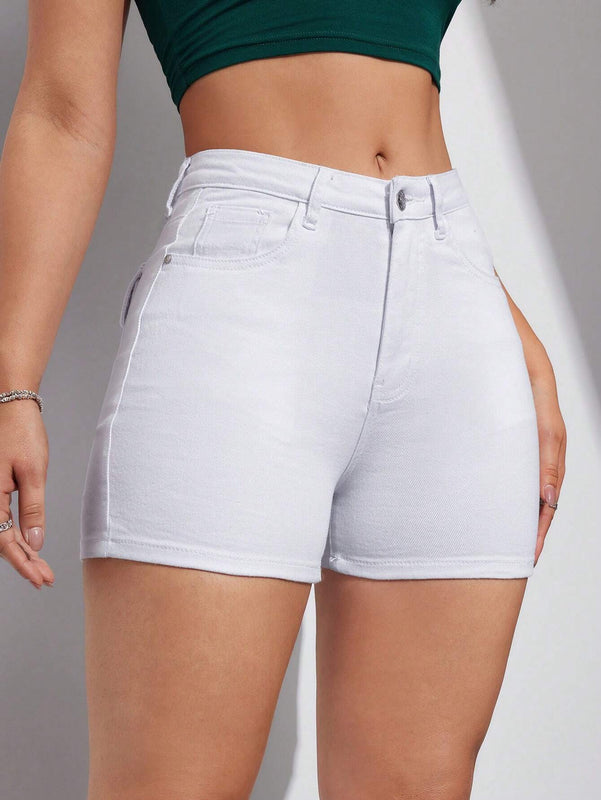 Shorts De Mezclilla Para Mujer Con Bolsillos