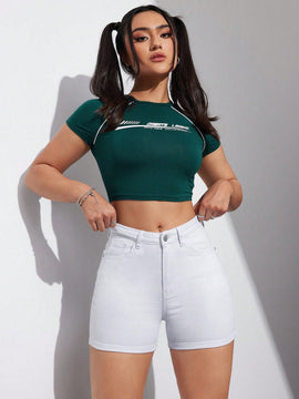 Shorts De Mezclilla Para Mujer Con Bolsillos