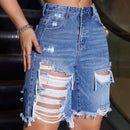 Shorts De Mezclilla Desgastados Y Con Efecto De Arrugas