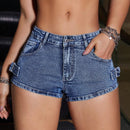 Shorts De Mezclilla Para Mujer Con Cierre De Metal