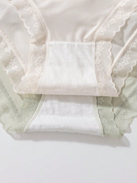 3 piezas de ropa interior femenina de triangulo de encaje de parche de unicolor