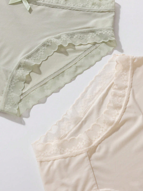 3 piezas de ropa interior femenina de triangulo de encaje de parche de unicolor