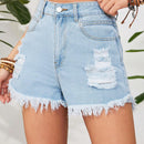 VCAY Shorts Vaqueros Desgastados Para Mujer Con Dobladillo Deshilachado