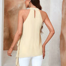 Prive Blusa Sin Mangas Con Cuello Halter Y Detalles De Volantes Y Parches Para Mujer