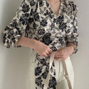 DAZY Blusa Elegante Corta Con Estampado Floral Y Lazo Al Frente Para Mujer