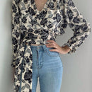 DAZY Blusa Elegante Corta Con Estampado Floral Y Lazo Al Frente Para Mujer