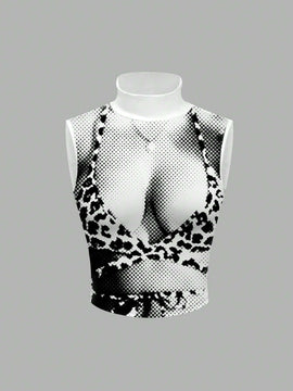 Camiseta Sin Mangas Ajustada Al Cuerpo Con Estampado