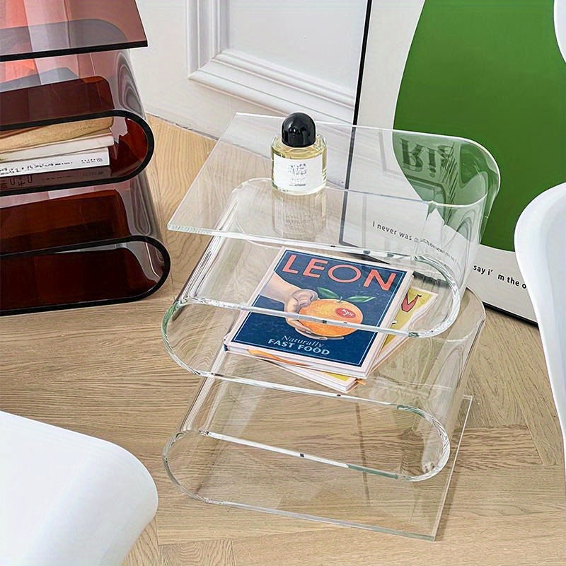 1 Pieza, Estante De Libros Transparente Nórdico, Mesa Auxiliar De Personalidad De Acrílico, Muebles De Sala De Estar, Decoración Del Hogar, Pequeña Estantería, Revistero