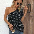 LUNE Camisa De Mujer Con Estampado De Lunares Y Cuello Asimetrico