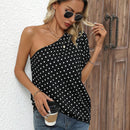 LUNE Camisa De Mujer Con Estampado De Lunares Y Cuello Asimetrico