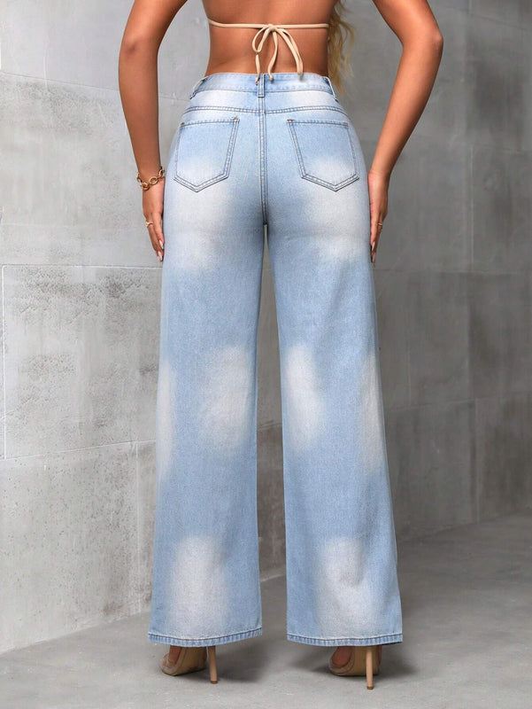 X SAMADHI  SXY Cardigan Plisado Lavado Con Jeans De Pierna Ancha