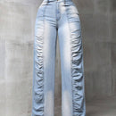X SAMADHI  SXY Cardigan Plisado Lavado Con Jeans De Pierna Ancha