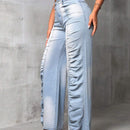X SAMADHI  SXY Cardigan Plisado Lavado Con Jeans De Pierna Ancha
