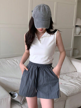 DAZY Pantalones Cortos Casuales Con Cintura Con Cordon Y Rayas Laterales De Patchwork