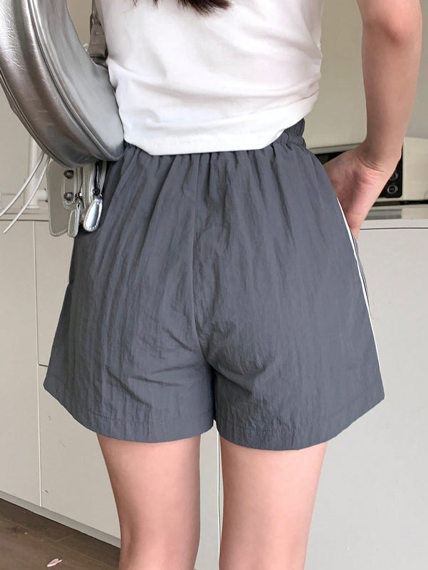 DAZY Pantalones Cortos Casuales Con Cintura Con Cordon Y Rayas Laterales De Patchwork