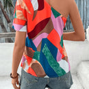VCAY Camisa Casual De Un Hombro Con Contraste De Color
