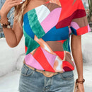 VCAY Camisa Casual De Un Hombro Con Contraste De Color