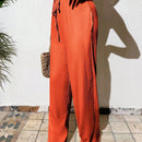 Pantalones largos sencillos de mujer de uso diario con cintura ajustable y unicolor