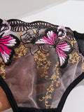 Conjunto De Sujetador Con Bordado De Mariposas Y Bragas Triangulares Para Mujeres