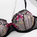 Conjunto De Sujetador Con Bordado De Mariposas Y Bragas Triangulares Para Mujeres