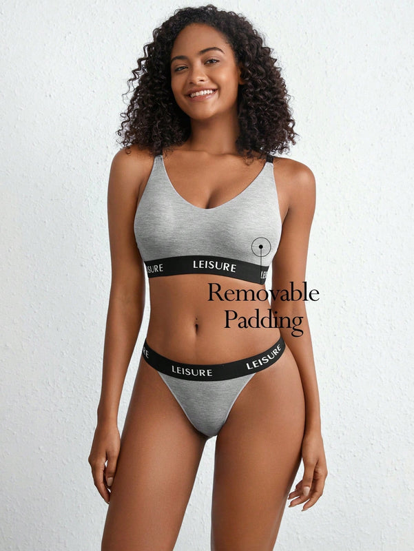 Leisure Conjunto De Ropa Interior De Mujer Patchwork Con Conjunto De Lenceria De Tanga