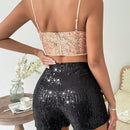 Glamour Falda Mini Con Brillo Y Abertura Alta