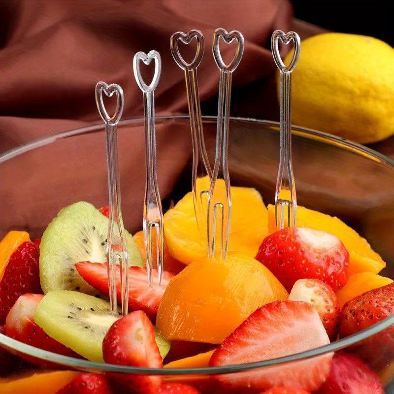 100 piezas de brochetas de frutas desechables transparentes con tenedores pequeños - Envuelto individualmente, perfecto para uso en casa, fiestas y picnics, seguro para alimentos y fácil de limpiar
