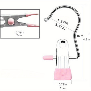 10pcs Pinzas para Ropa de Acero Inoxidable con Gancho, Clips Portátiles para Colgar Ropa, Organizador de Ropa para Armario, Perchas para Ropa